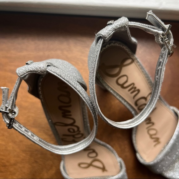 SAM EDELMAN 🪩 sparkly silver ‘Yaro’ block hells 8 - Picture 8 of 9